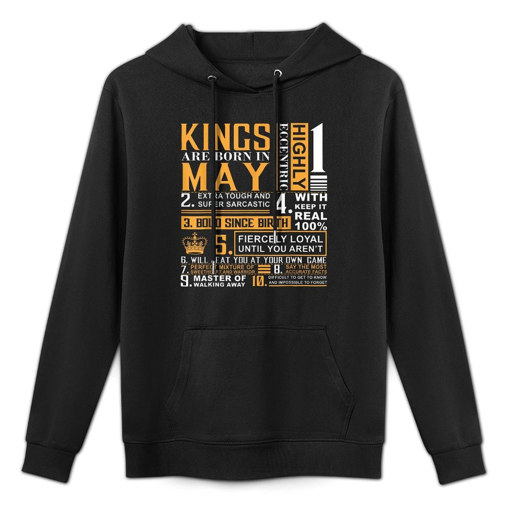 May Birthday Gifts - Kings Are Born In May Shrink-Resistant Hoodie