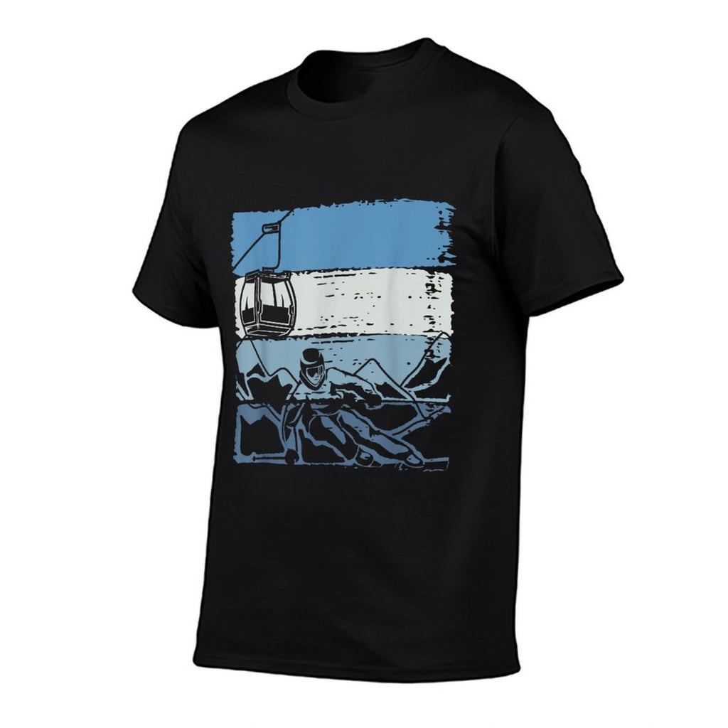 Retro Skiing Skier Ski Instructor Winter Sports Ski  Rolled Sleeves T-Shirt
