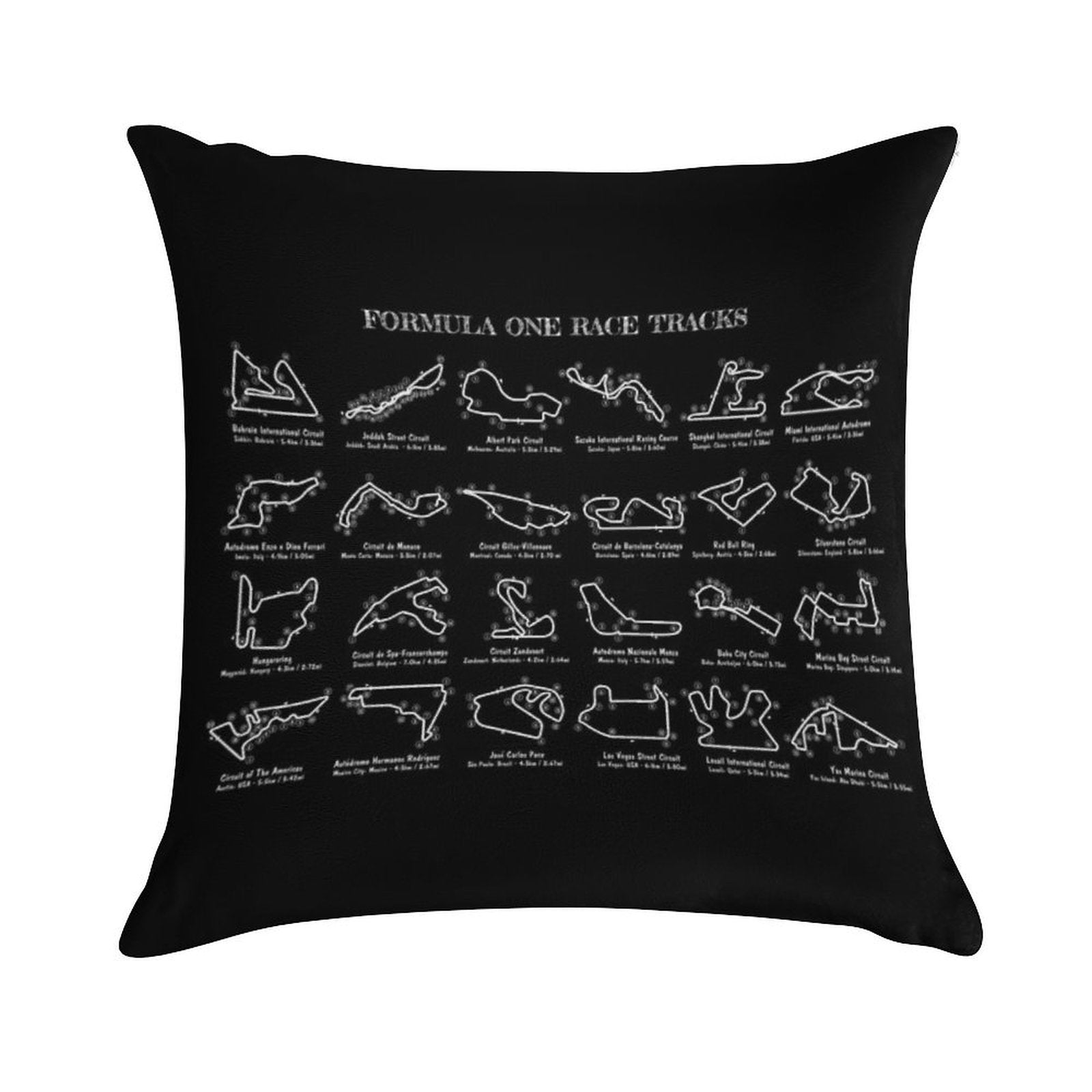 F1 Race Tracks  (White Stencil-No Background) Soft Home Decor Throw Pillow