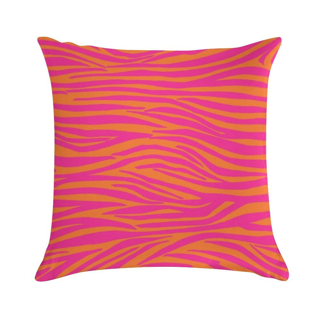 Pink And Orange Zebra Stripes Soft Gift Ready Throw Pillow