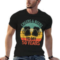 50th Birthday Gift Cheers And Beers To My 50 Years  Ribbed Collar T-Shirt