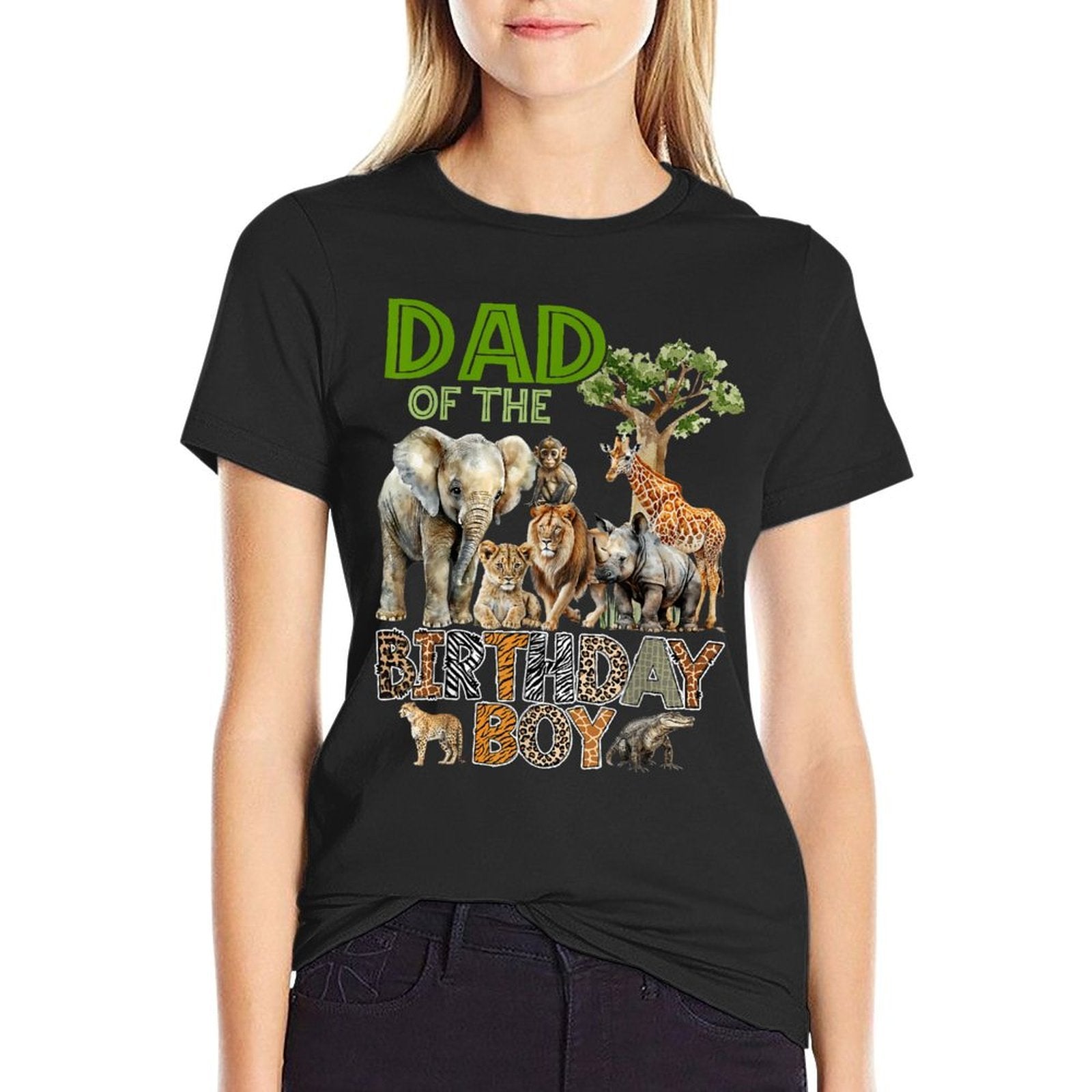 Dad of The Birthday Boy Safari Zoo Animals Family Bday Party  Stretchy T-Shirt