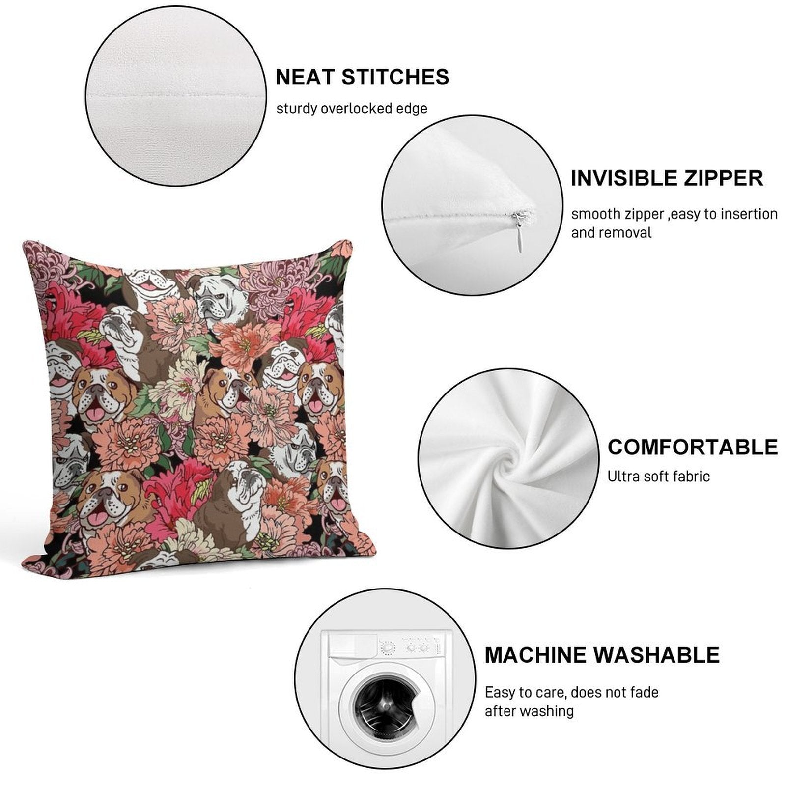 Because English Bulldog Soft Home Decor Throw Pillow