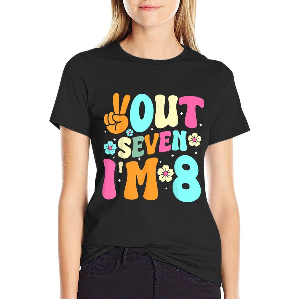Peace Out Seven I'm 8 Kids 8th Birthday Eight Years Old  Heathered Texture T-Shirt