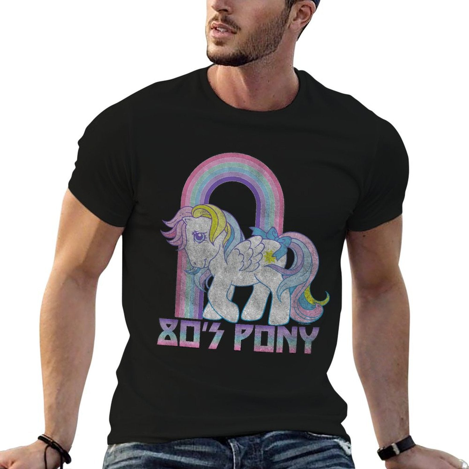 My Little Pony Starshine Retro 80's Pony Rainbow Logo  Summer-ready Fabric T-Shirt