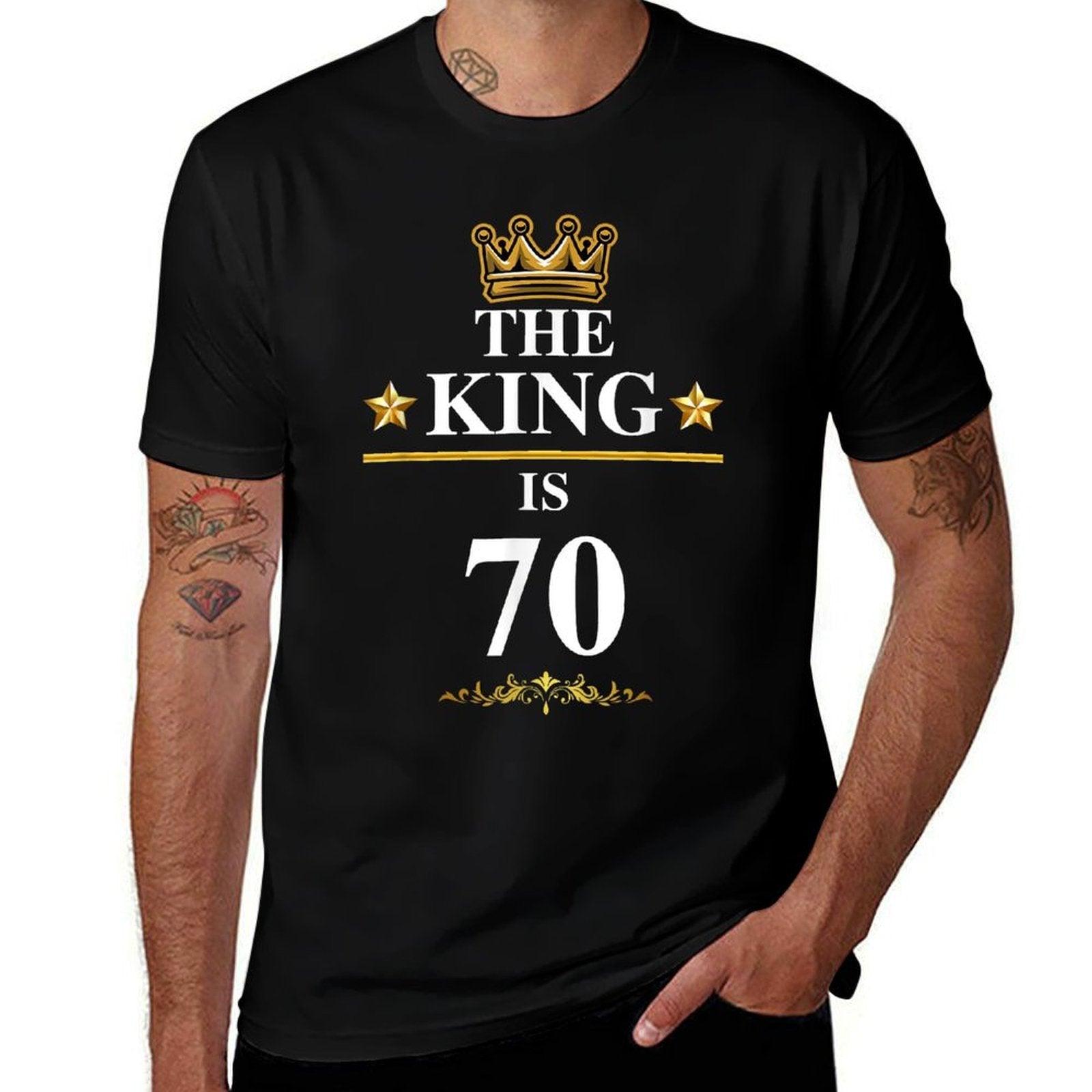 The King Is 70 Funny 70th Birthday Party Crown Kings  Cotton T-Shirt