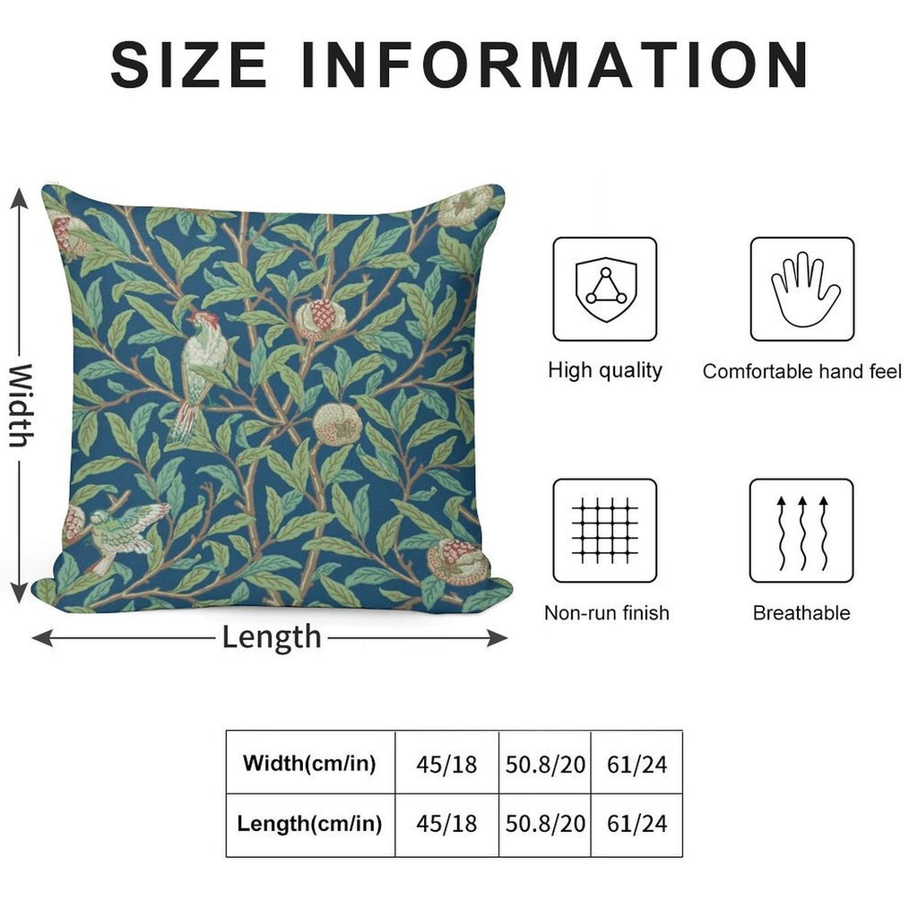 William Morris Pomegranate Fruit And Bird,No,01. Soft Multiple Sizes Throw Pillow