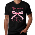 Grandma Of The Sweet One 1st Birthday Girl Coquette Pink Bow  Fade-proof Color T-Shirt