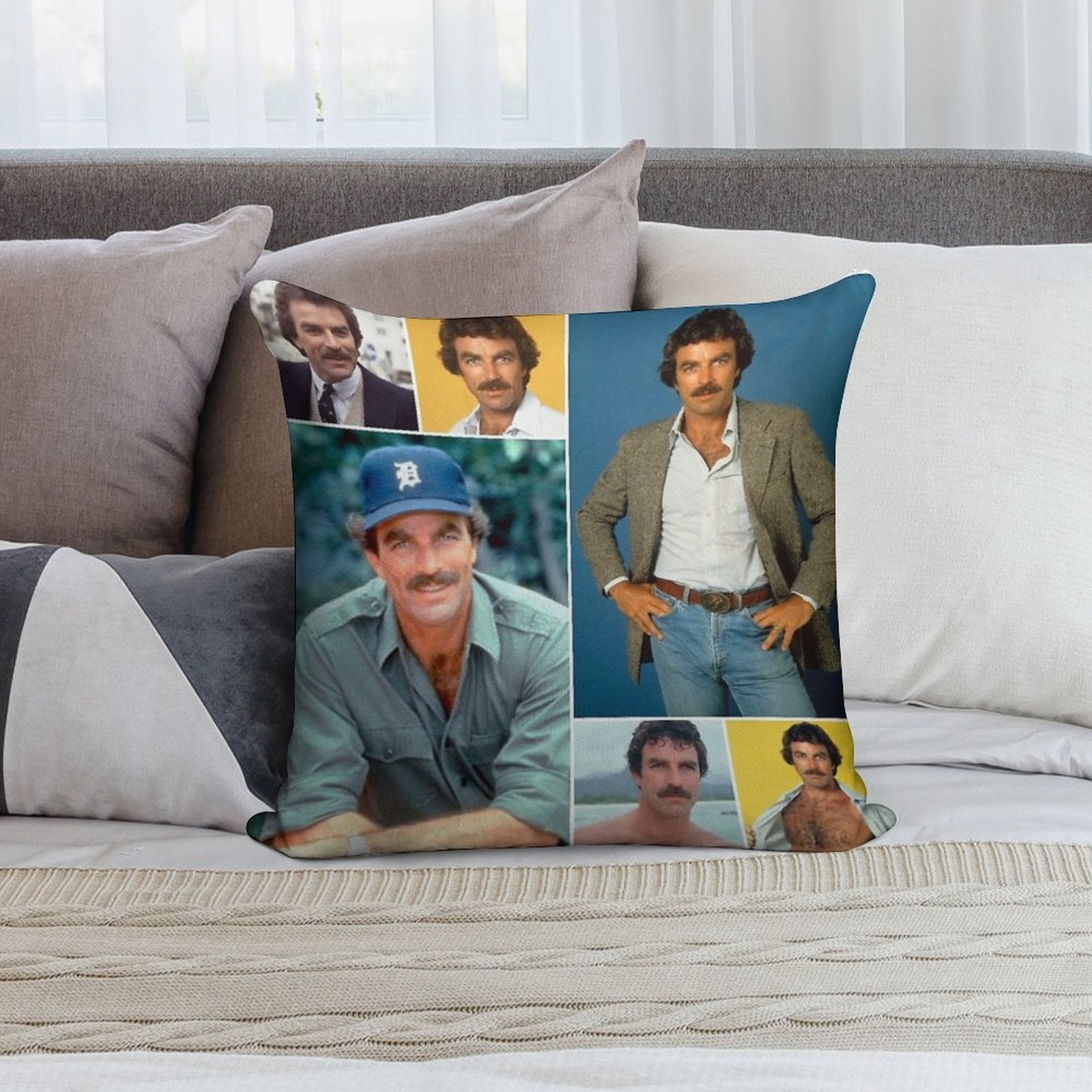 Tom Selleck Soft Anti-Pilling Throw Pillow