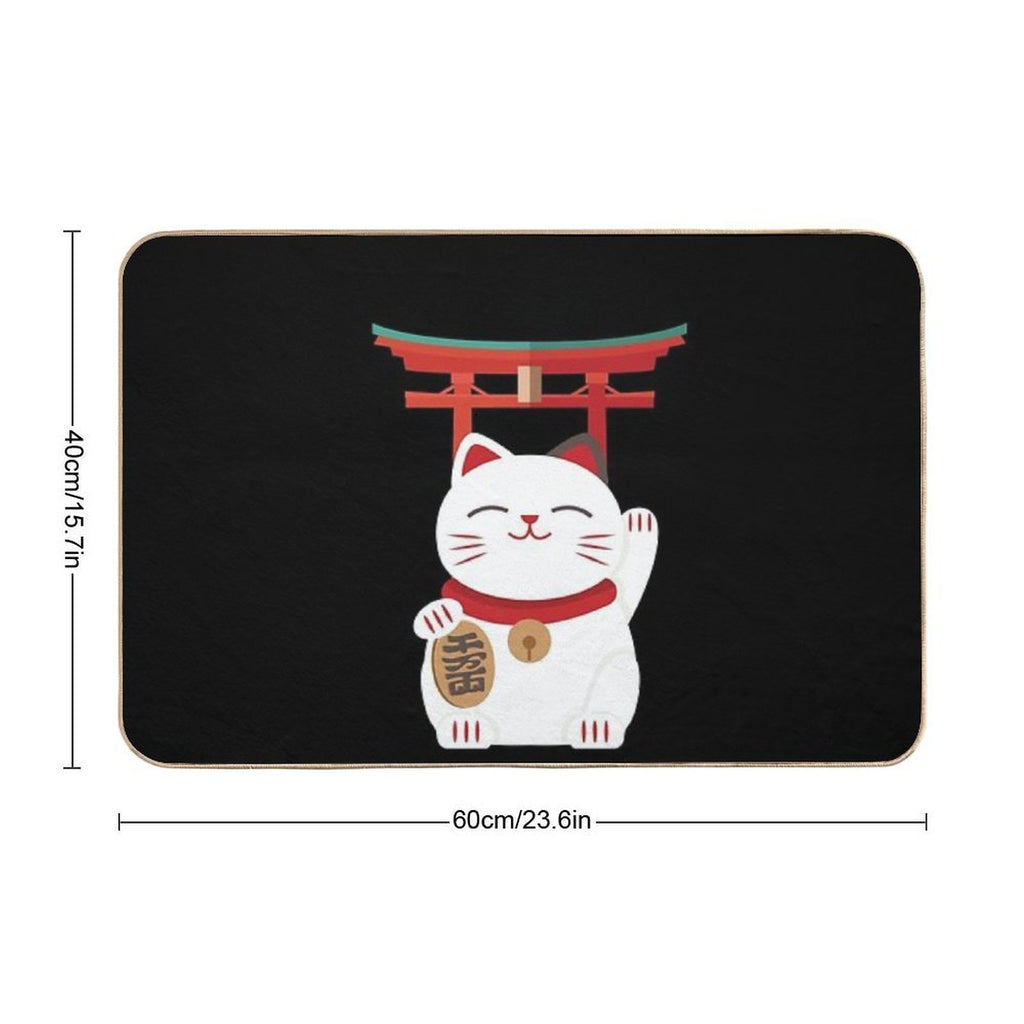 Japanese Blessing Lucky Cat  Pet-Safe Bath Mat