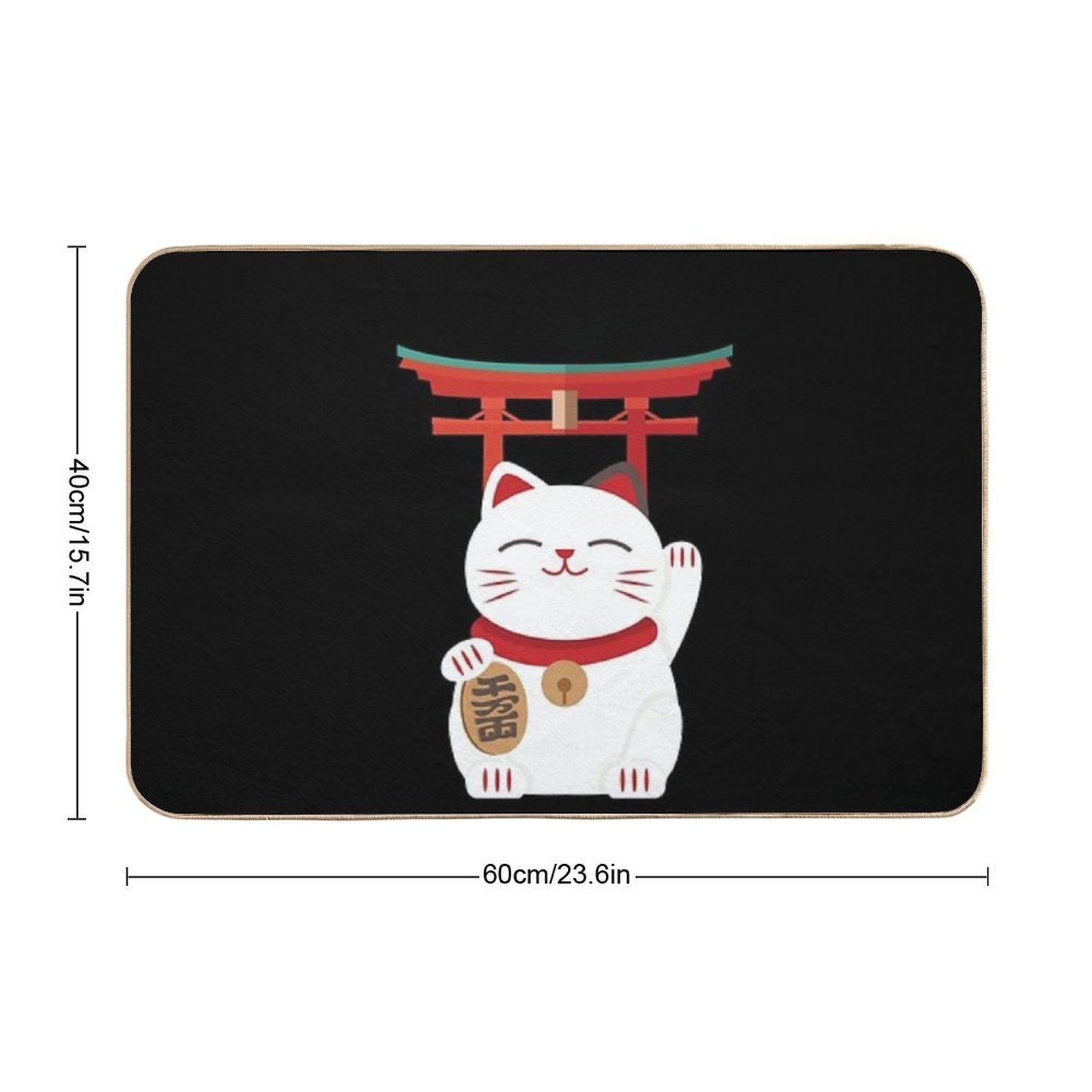 Japanese Blessing Lucky Cat  Pet-Safe Bath Mat