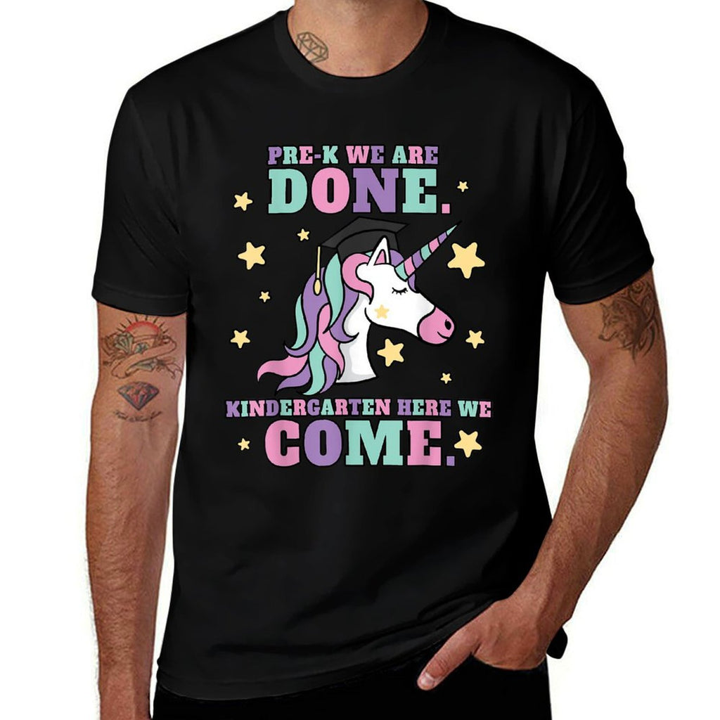 Girls Pre-K Graduation Magical Unicorn  Rolled Sleeves T-Shirt