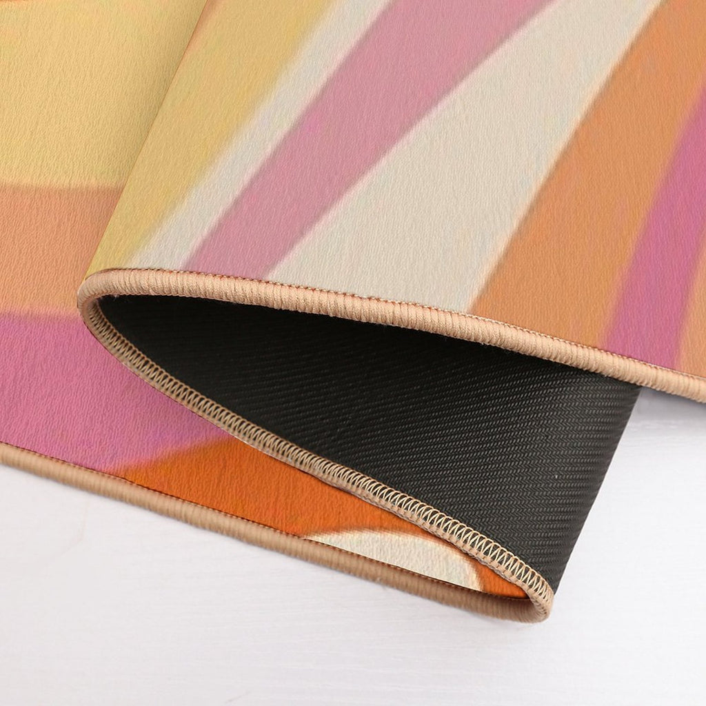 Wavy Loops Retro Abstract Pattern in Retro Orange Yellow Thulian Pink Cream  Slip-Resistant Bath Mat