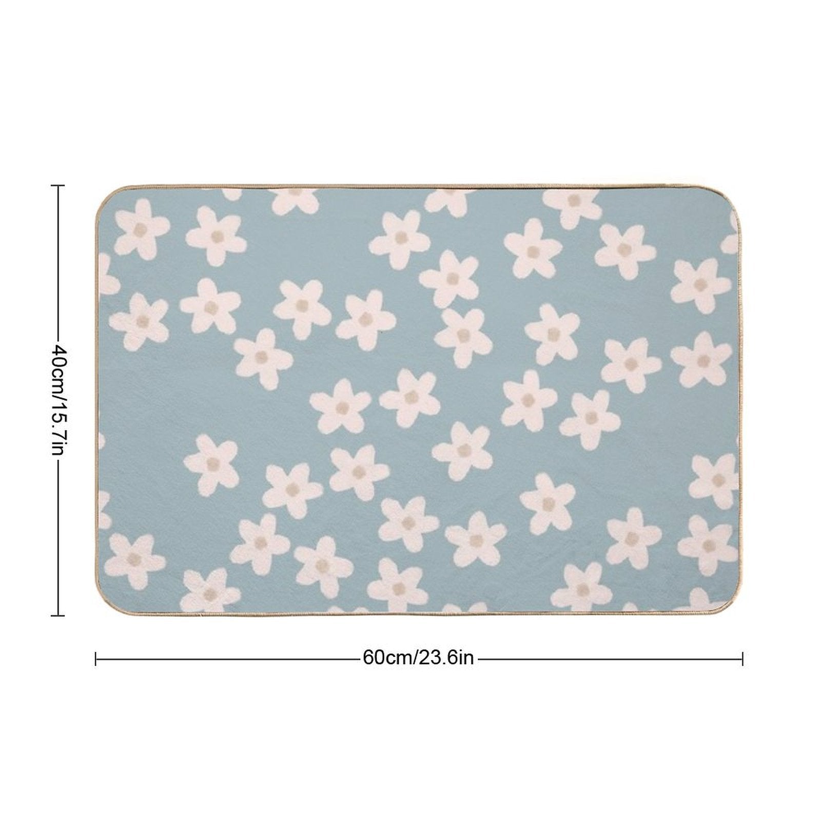 Spring Floral Daisy Print in Pastel Blue  Pet-Safe Bath Mat