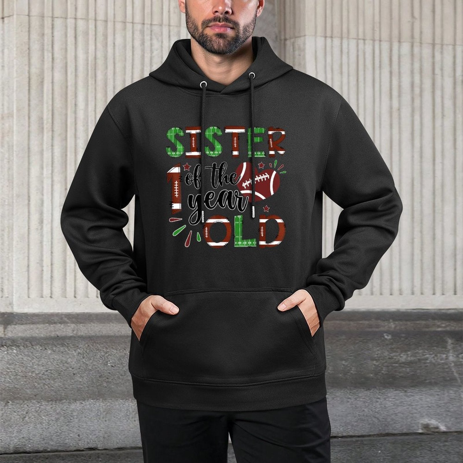 Sister Of The 1 Year Old Football 1St Year Down Birthday Durable Construction Hoodie