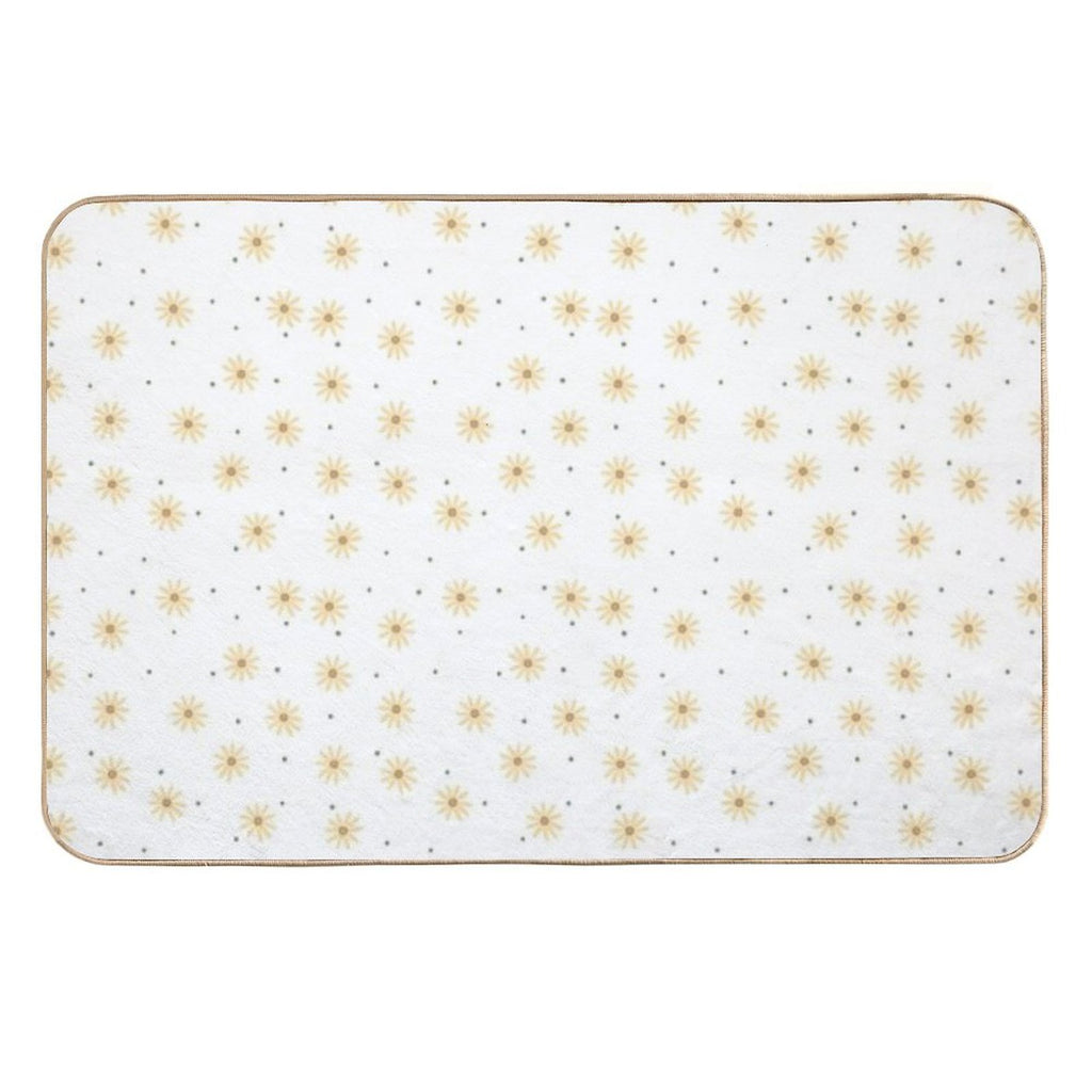 Dainty Yellow Daisies on White  Dirt-Trapping Bath Mat