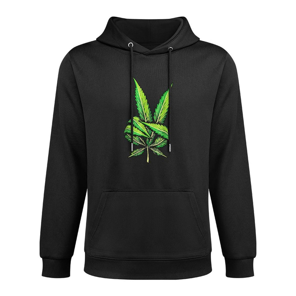 Weed Leaf Marijuana Leaf Hand Peace Sign Hand 420 Cannabis Shrink-Resistant Hoodie