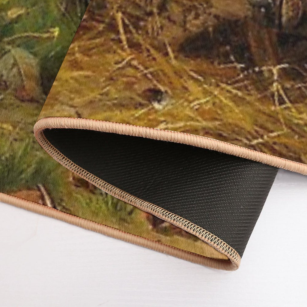 A Watchful Eye ,Rooster,Hens And Chickens With Wheelbarrow in Countryside  Pet-Safe Bath Mat
