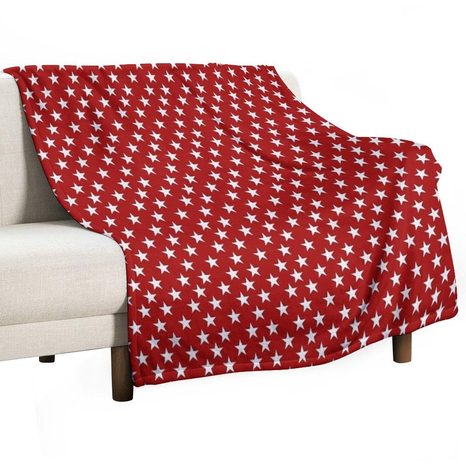 Red with Stars Plush Throw Blanket