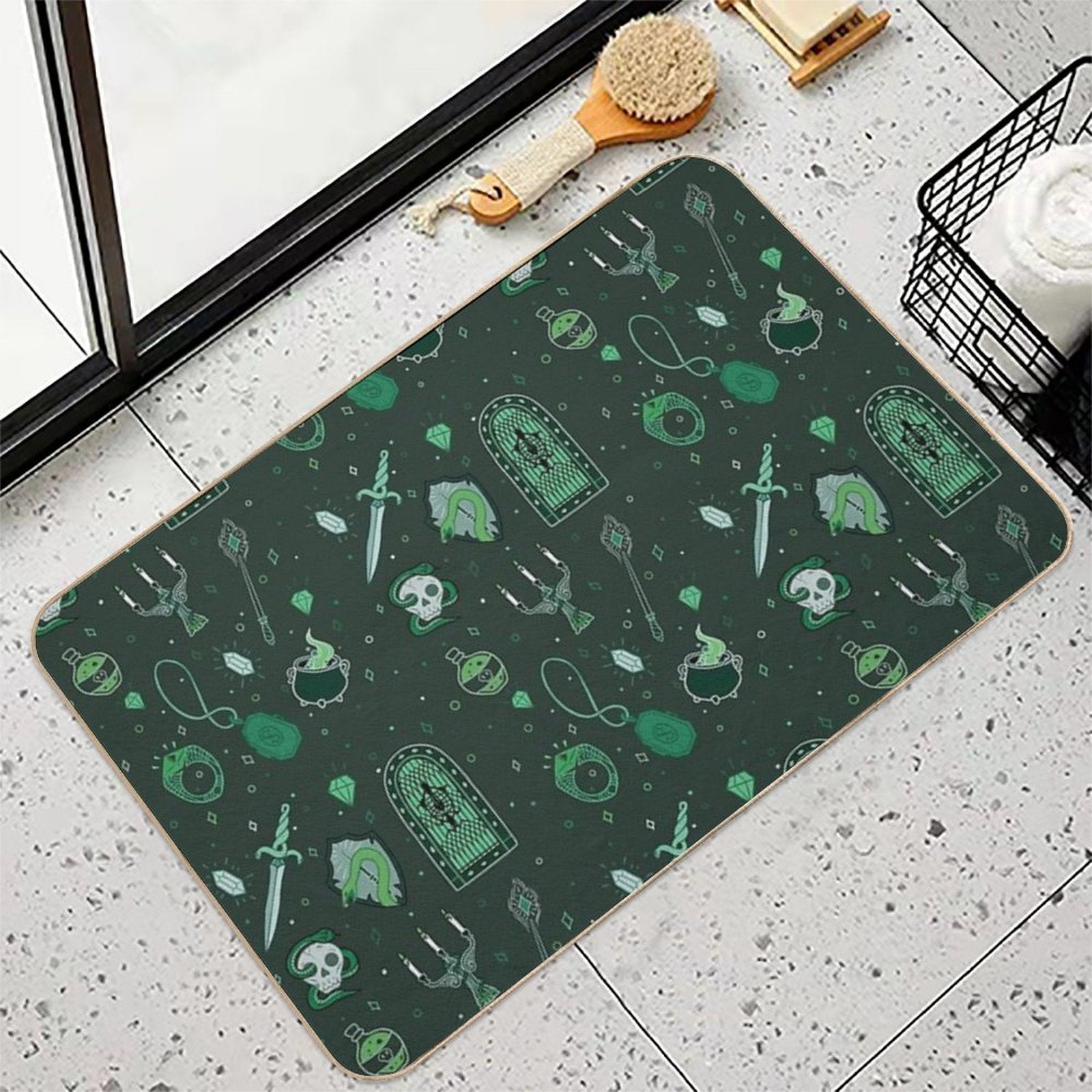 Snake Serpent Emblem Ambitious Cunning T-Shirt Sticker Phone Case House Green  Easy Maintenance Bath Mat