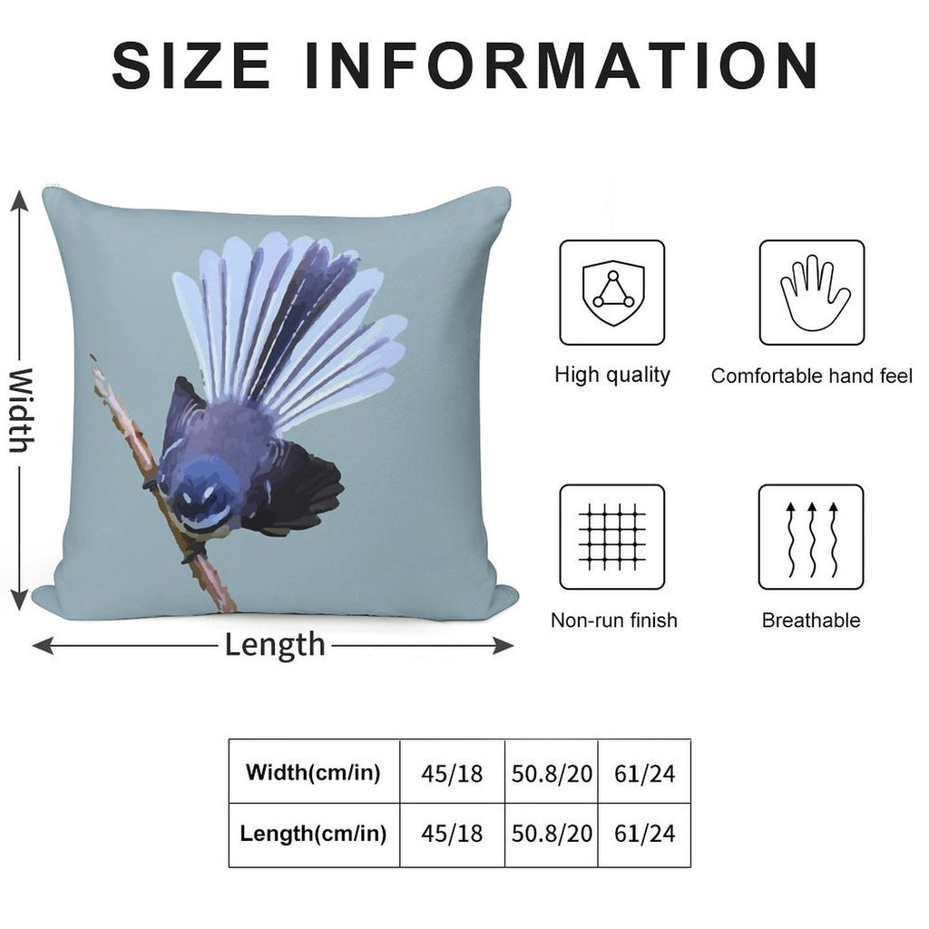 New Zealand Fantail Soft Decorative Cover Throw Pillow