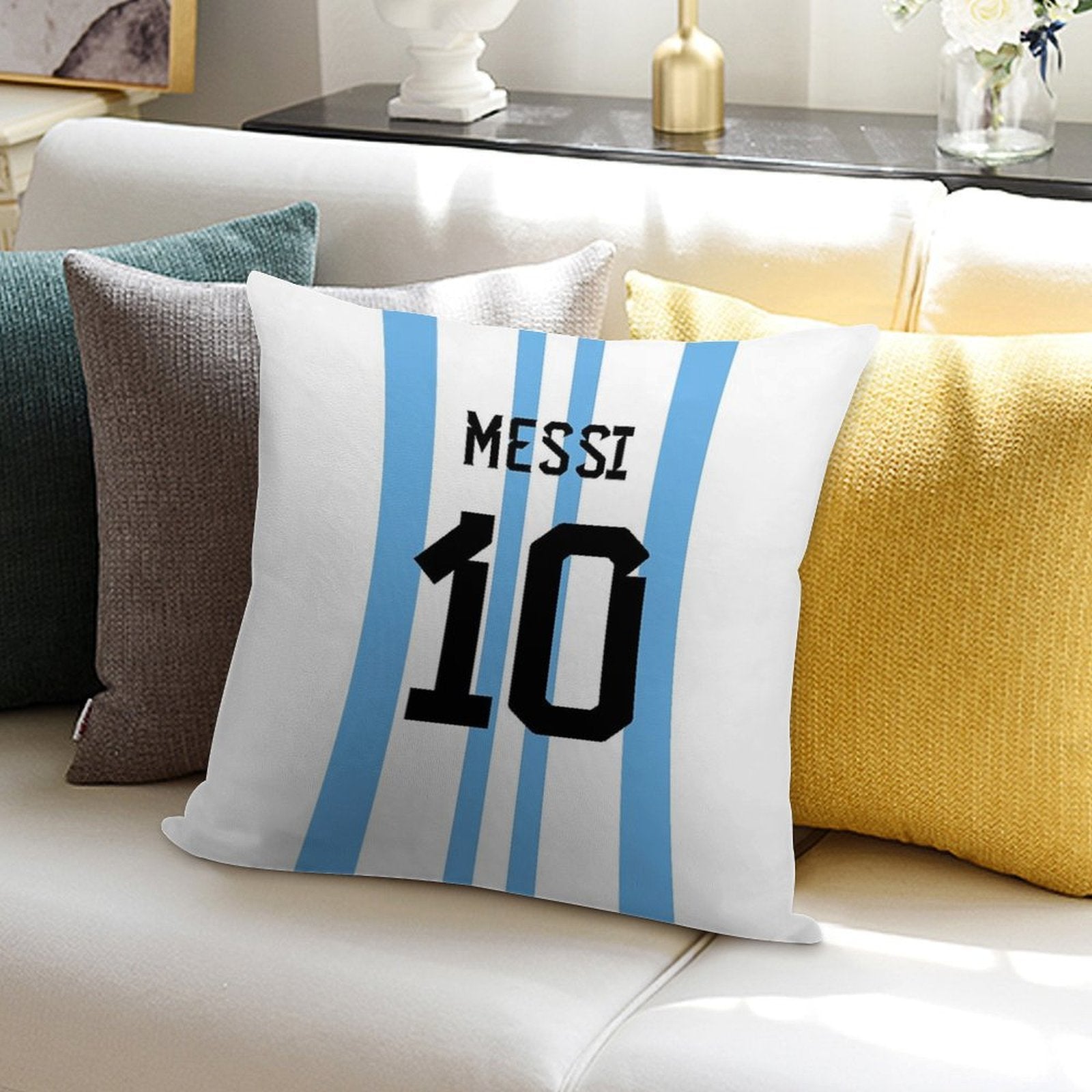 Messi 10 Soft Shrink-Resistant Throw Pillow