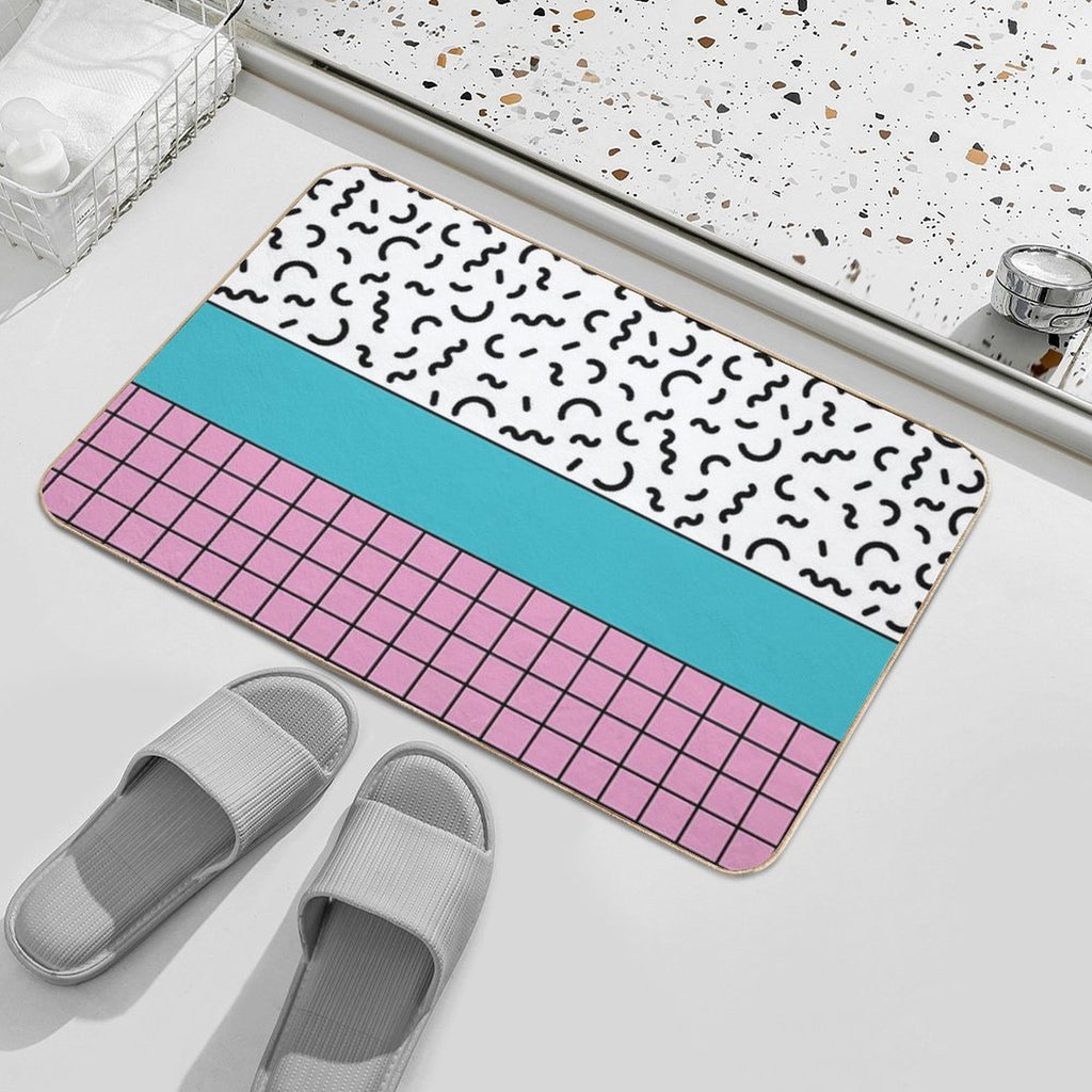 Memphis Pattern 68 - Retro 90s  80s  Absorbent Bath Mat