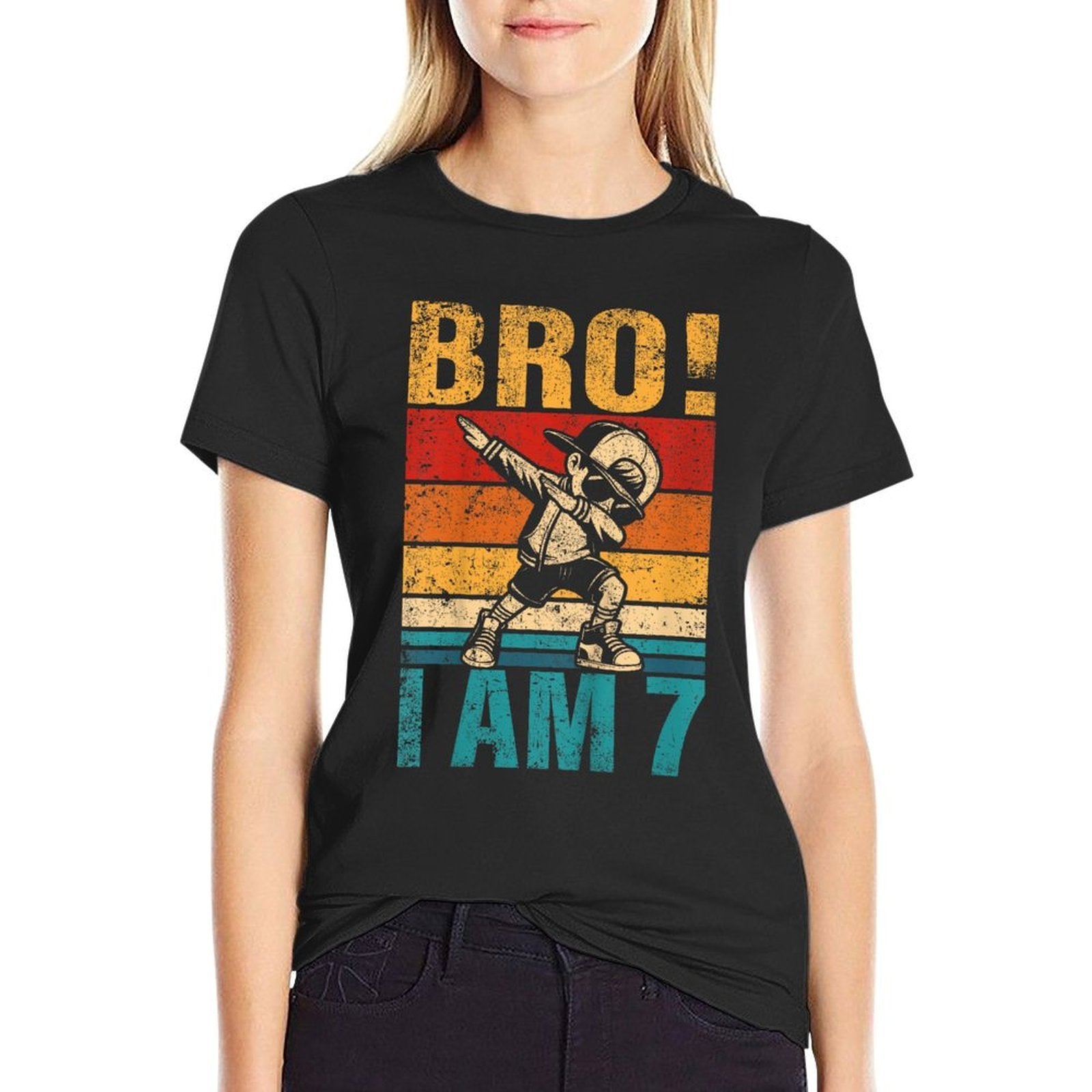 Kids 7 Year Old Birthday Dabbing Boy Bro It's My 7th Birthday  Tagless Design T-Shirt
