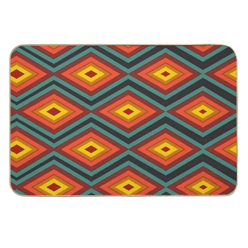 Retro Abstract Pattern Morphing Red Hot Rhombus  Slip-Resistant Bath Mat