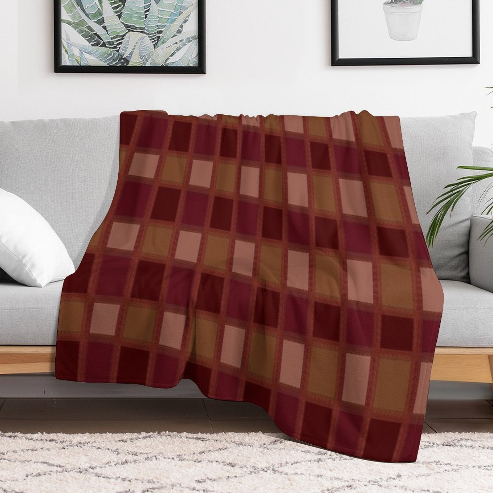 Chessboard Net  Pattern Velvety-soft Throw Blanket