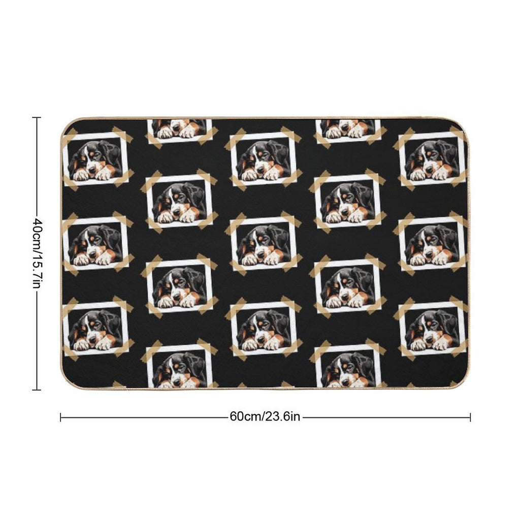 Entlebucher Mountain Puppy Sleeping  Stain-Proof Bath Mat