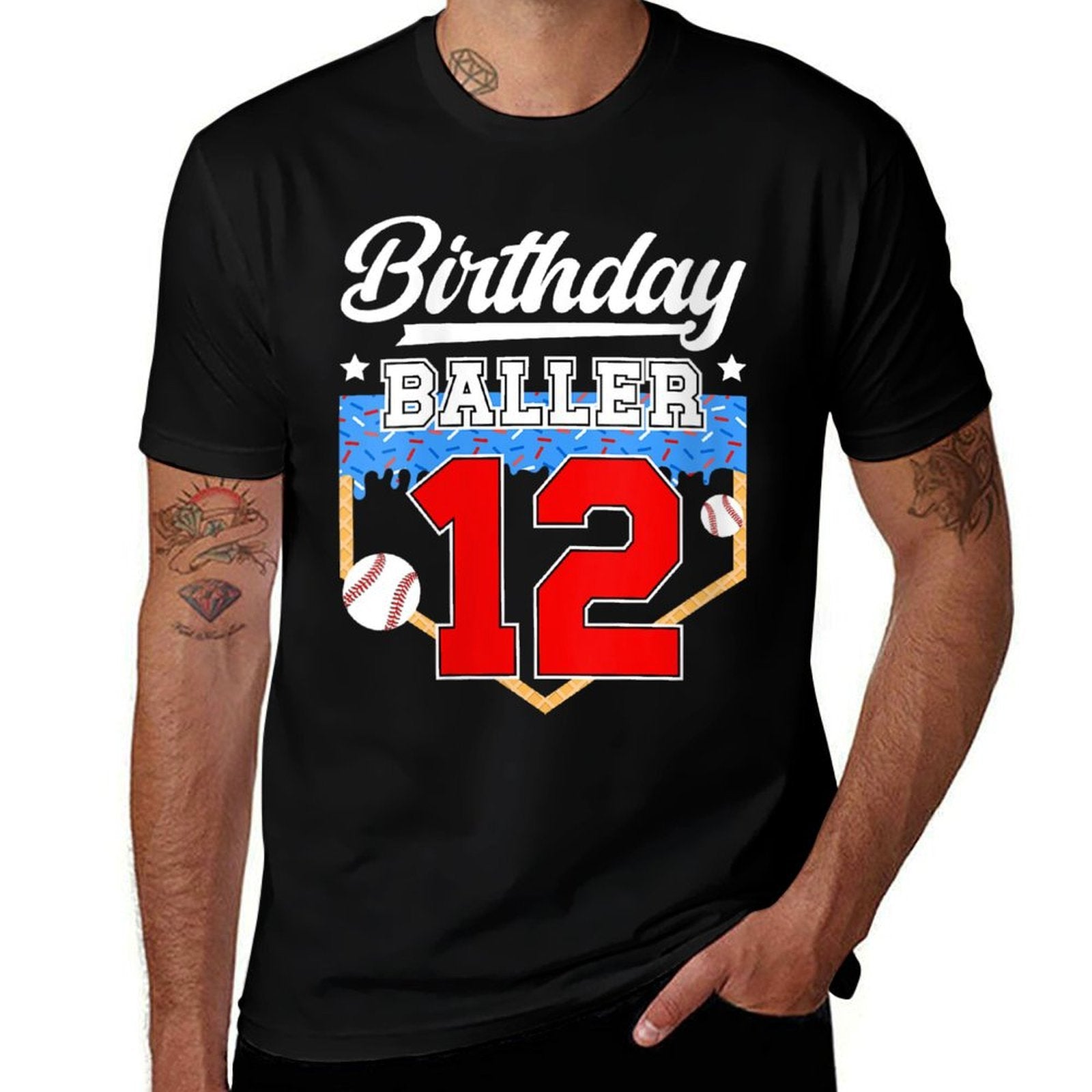 Womens 12th Baseball Birthday Twelve Year Old Baseball Player Drip  Versatile T-Shirt