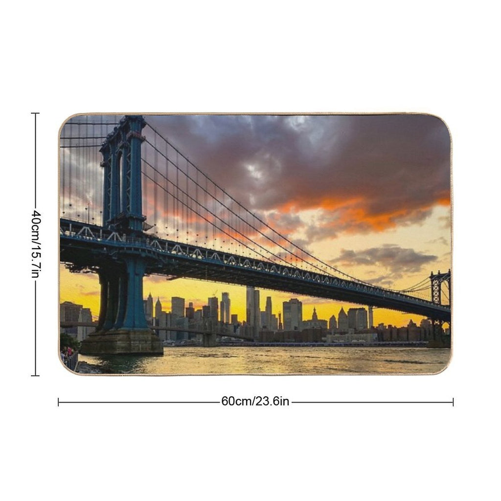 Manhattan Bridge Skyline Sunset Brooklyn New York City  Multi-Purpose Bath Mat