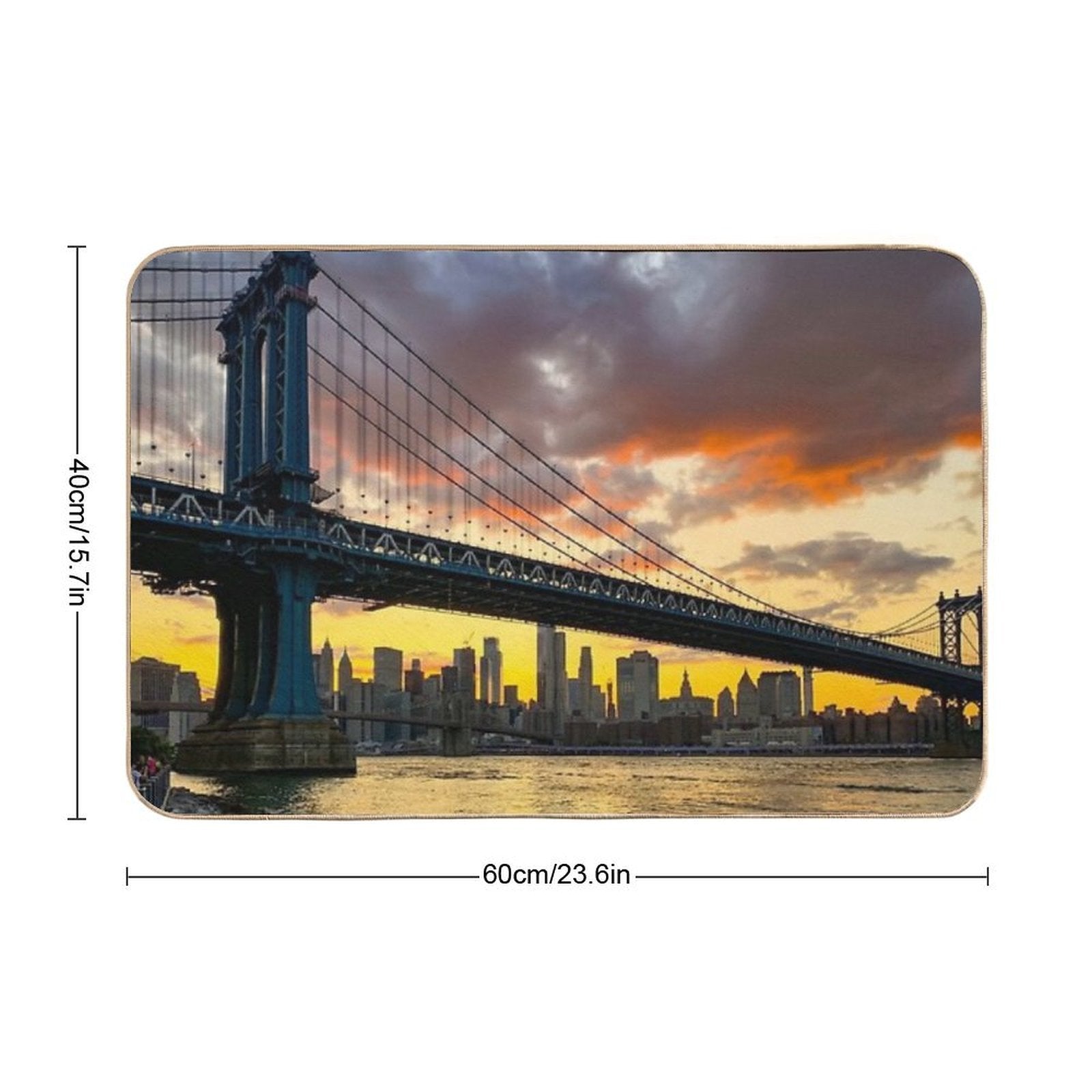 Manhattan Bridge Skyline Sunset Brooklyn New York City  Multi-Purpose Bath Mat