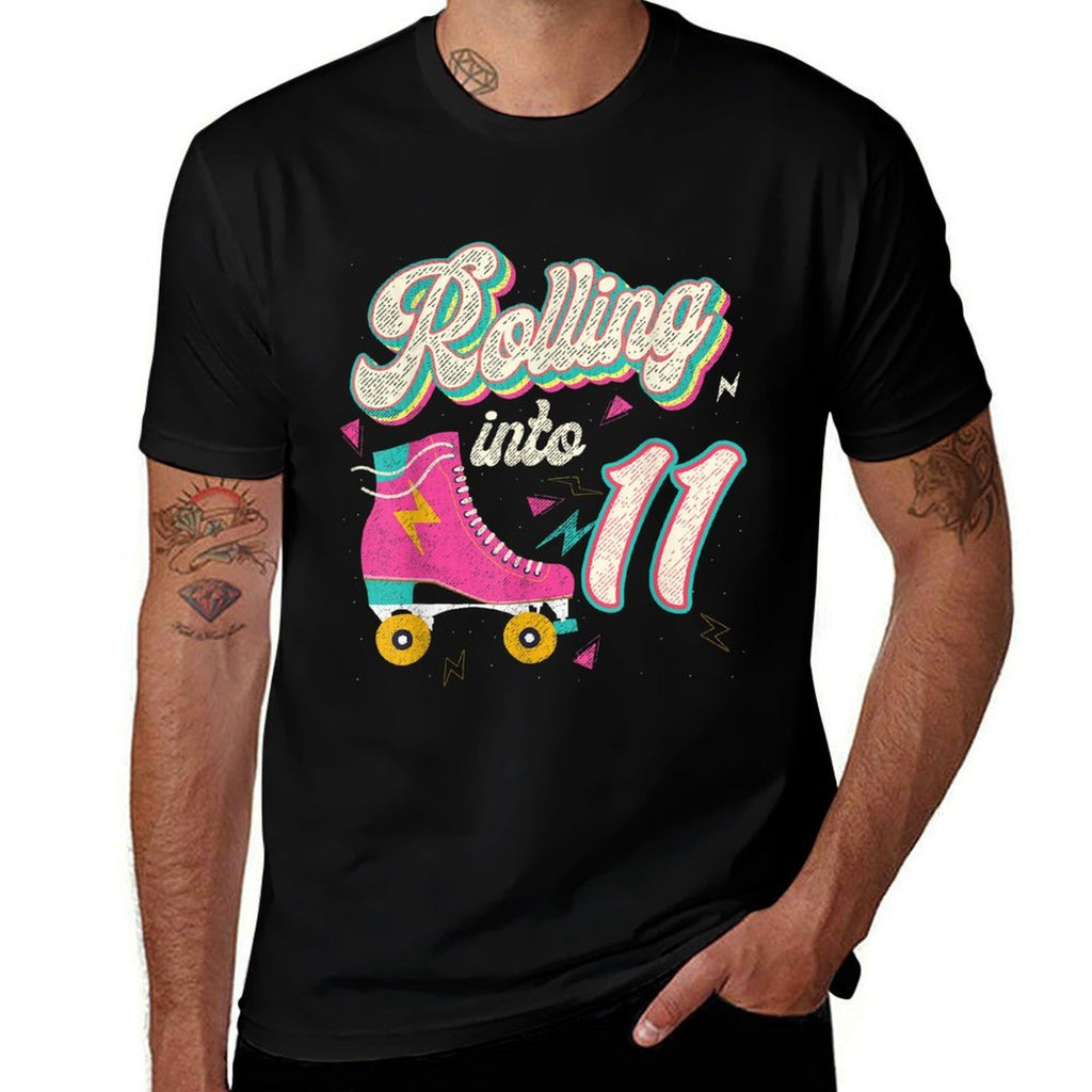 11th Birthday Roller Skates Rolling Into 11 Years Old Bday  Slim-fit Cut T-Shirt