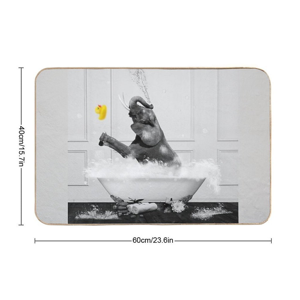 Elephant Taking A Bath Durable Bath Mat