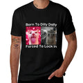 Born To Dilly Dally Forced To Lock In Cat Meme Funny Memes  Lightweight T-Shirt