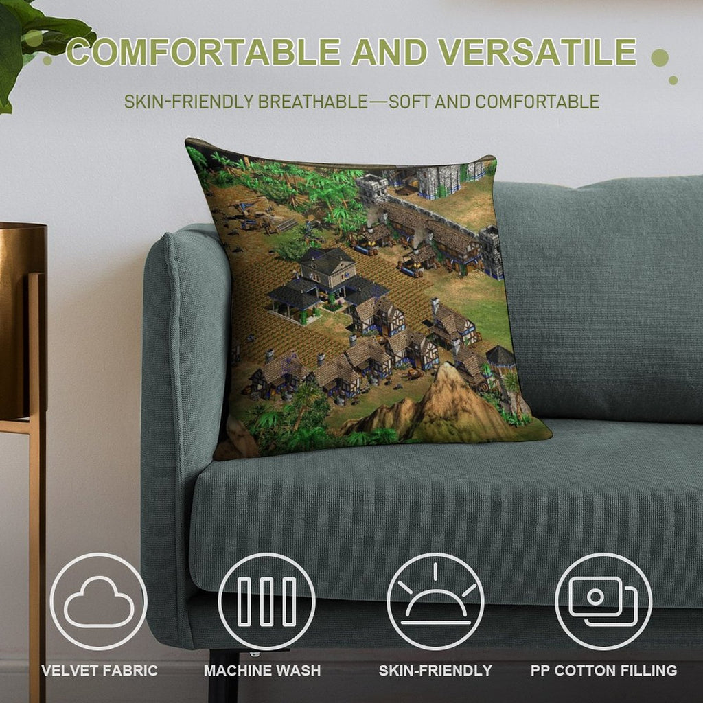 Age of Empires II Town Soft Reinforced Edging Throw Pillow