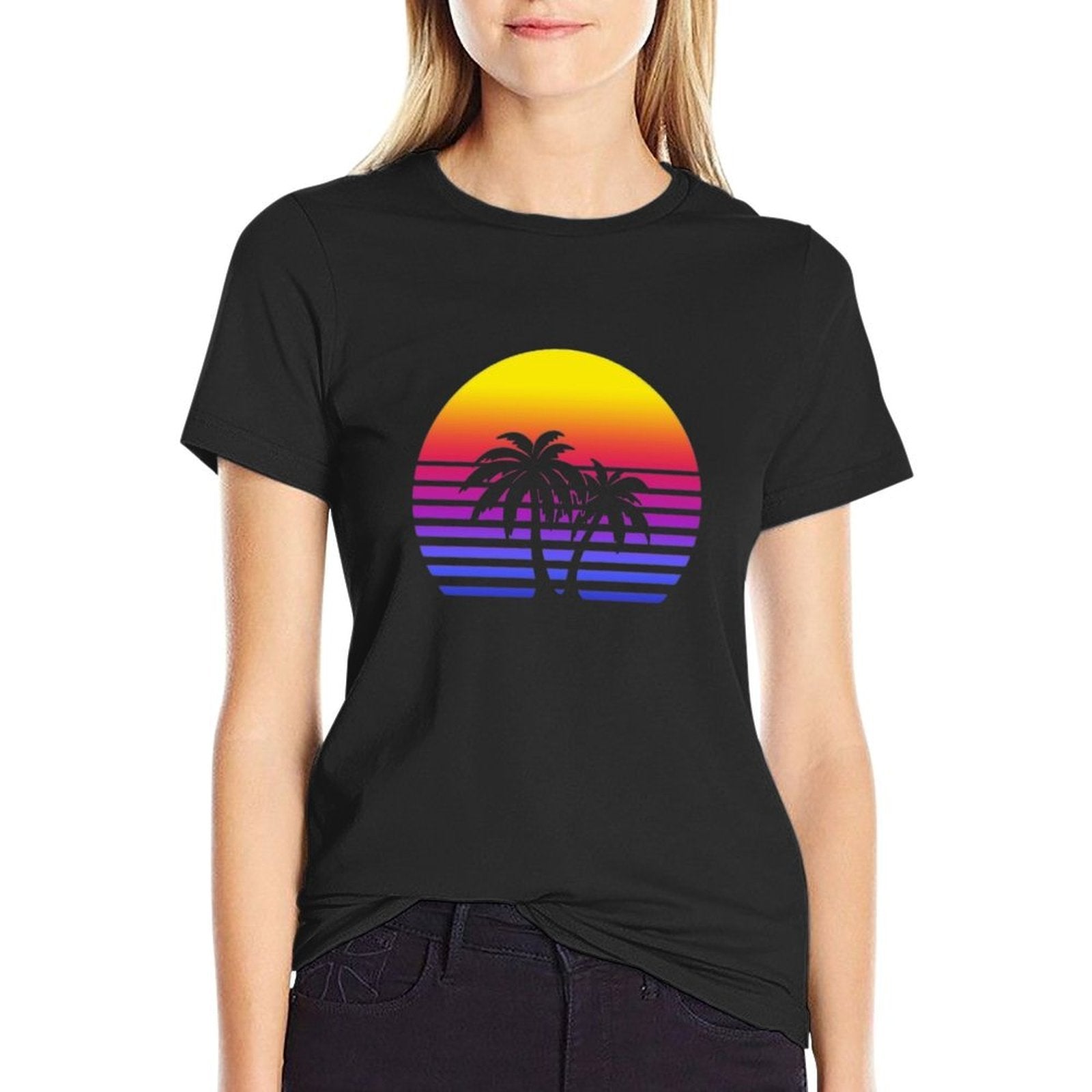 Synthwave Sun Palm Trees  Classic T-Shirt