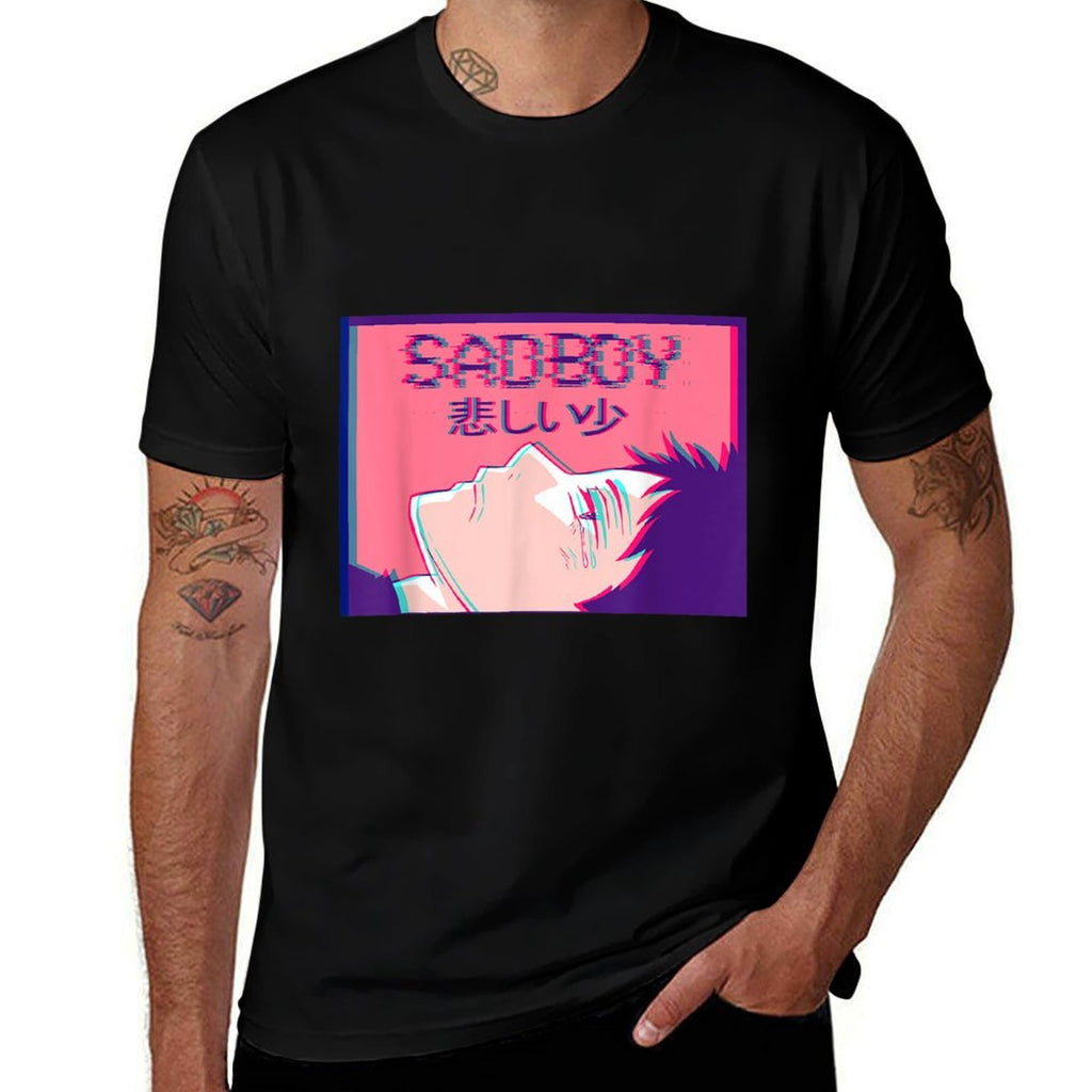 Sad Anime Boy Emo Soft Boy Eboy Vaporwave Aesthetic Lofi  Versatile T-Shirt