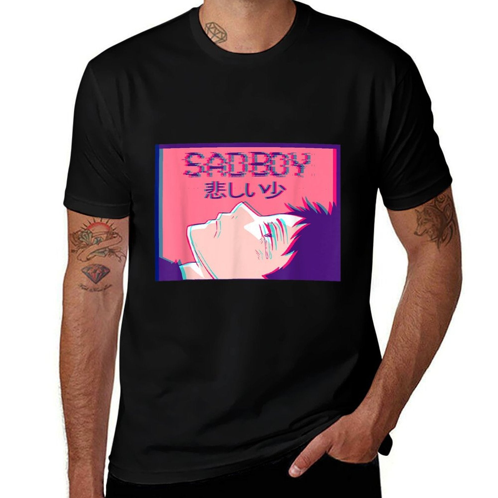 Sad Anime Boy Emo Soft Boy Eboy Vaporwave Aesthetic Lofi  Versatile T-Shirt