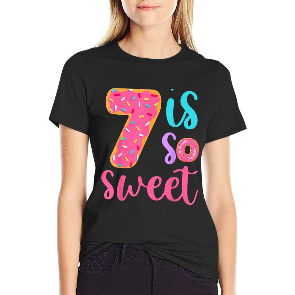 7 Is So Sweet Girls 7th Birthday Donut  Eco-friendly Material T-Shirt