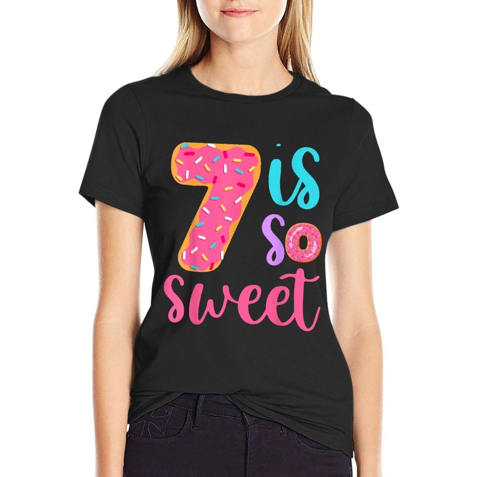 7 Is So Sweet Girls 7th Birthday Donut  Eco-friendly Material T-Shirt