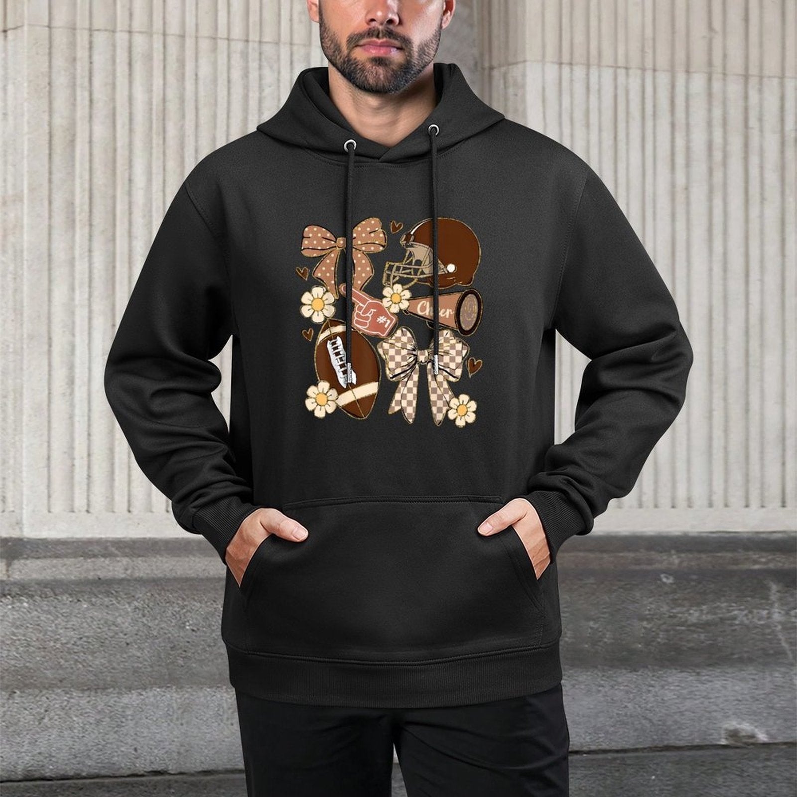 Cheer Touchdown American Football Game Day Coquette Bow Customizable Surface Hoodie