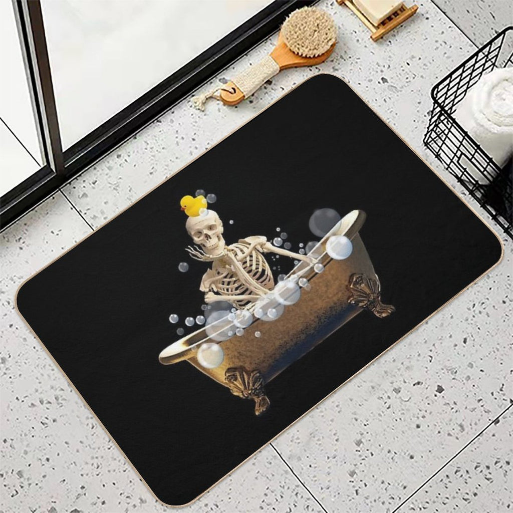 Skeleton Relaxing in The Bath  Odorless Bath Mat