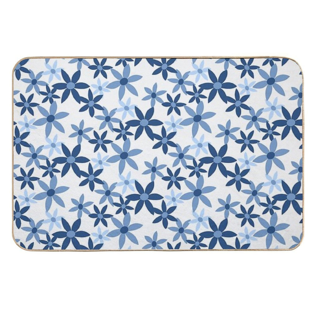 Star Flowers - Blue  Odorless Bath Mat