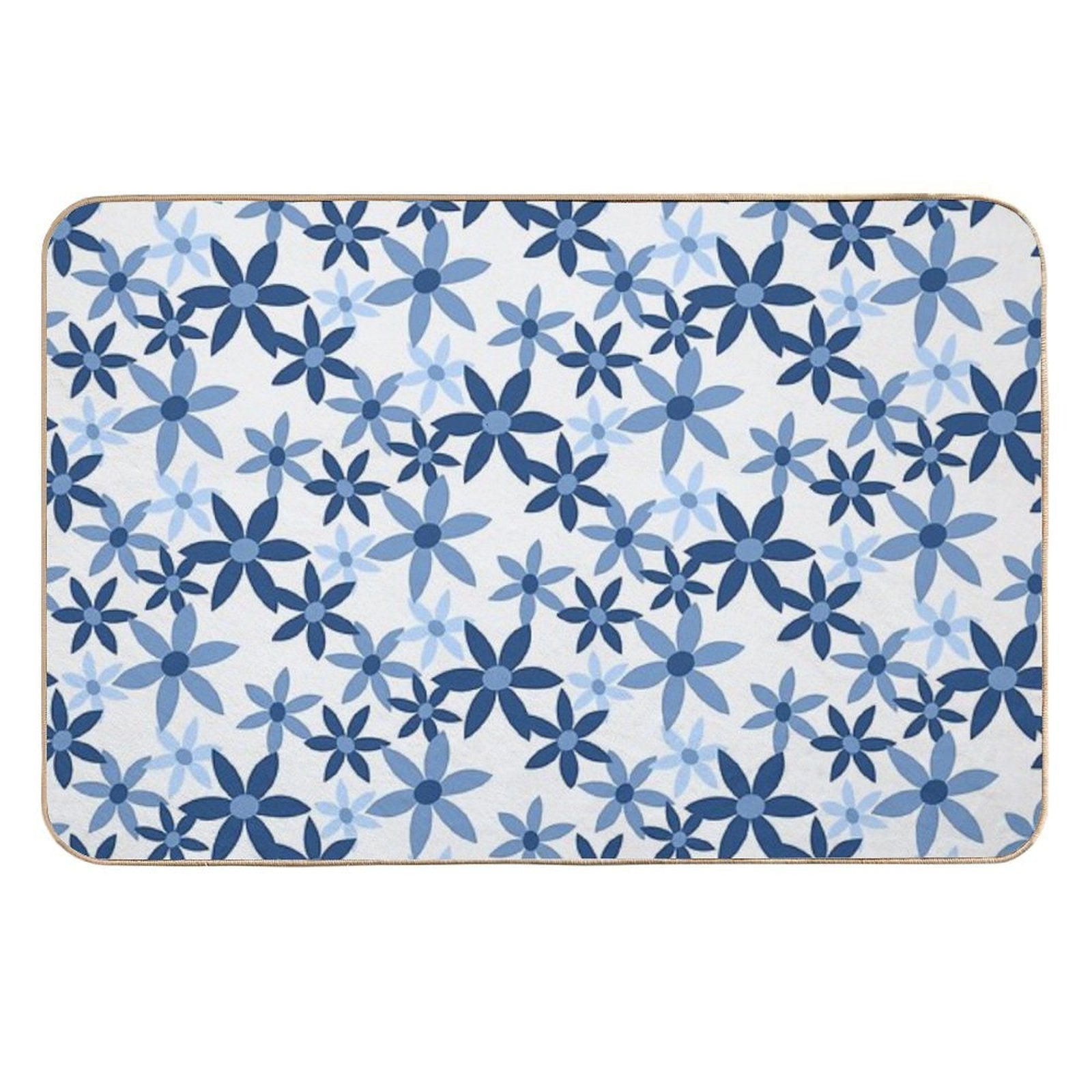 Star Flowers - Blue  Odorless Bath Mat