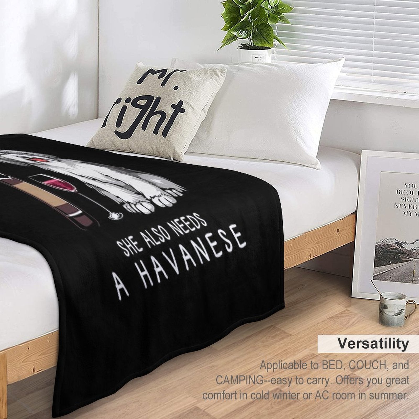 Havanese And Wine Funny Dog Gift-ready Throw Blanket