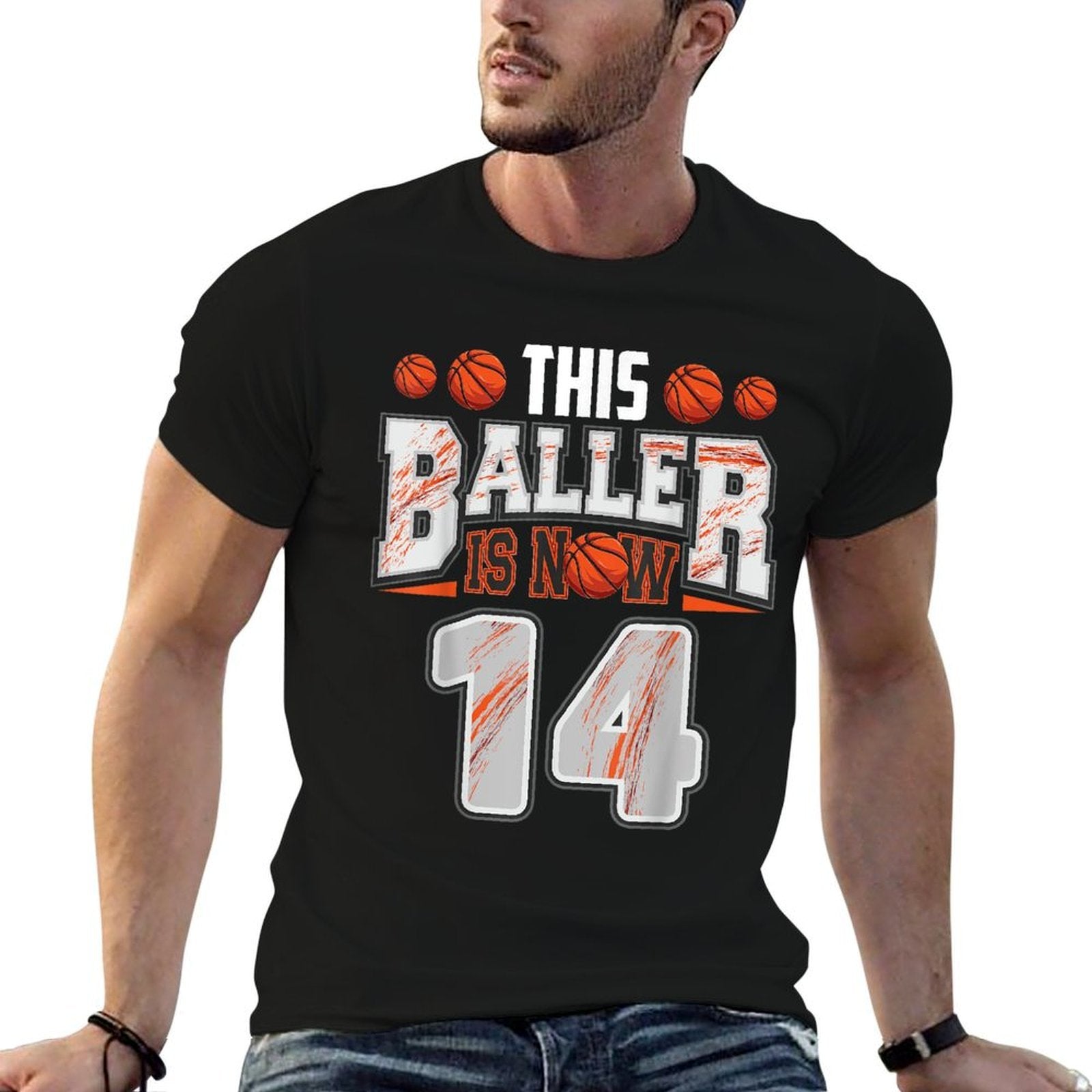 Basketball Player 14 Years Old Boy Basketball 14th Birthday  Durable T-Shirt