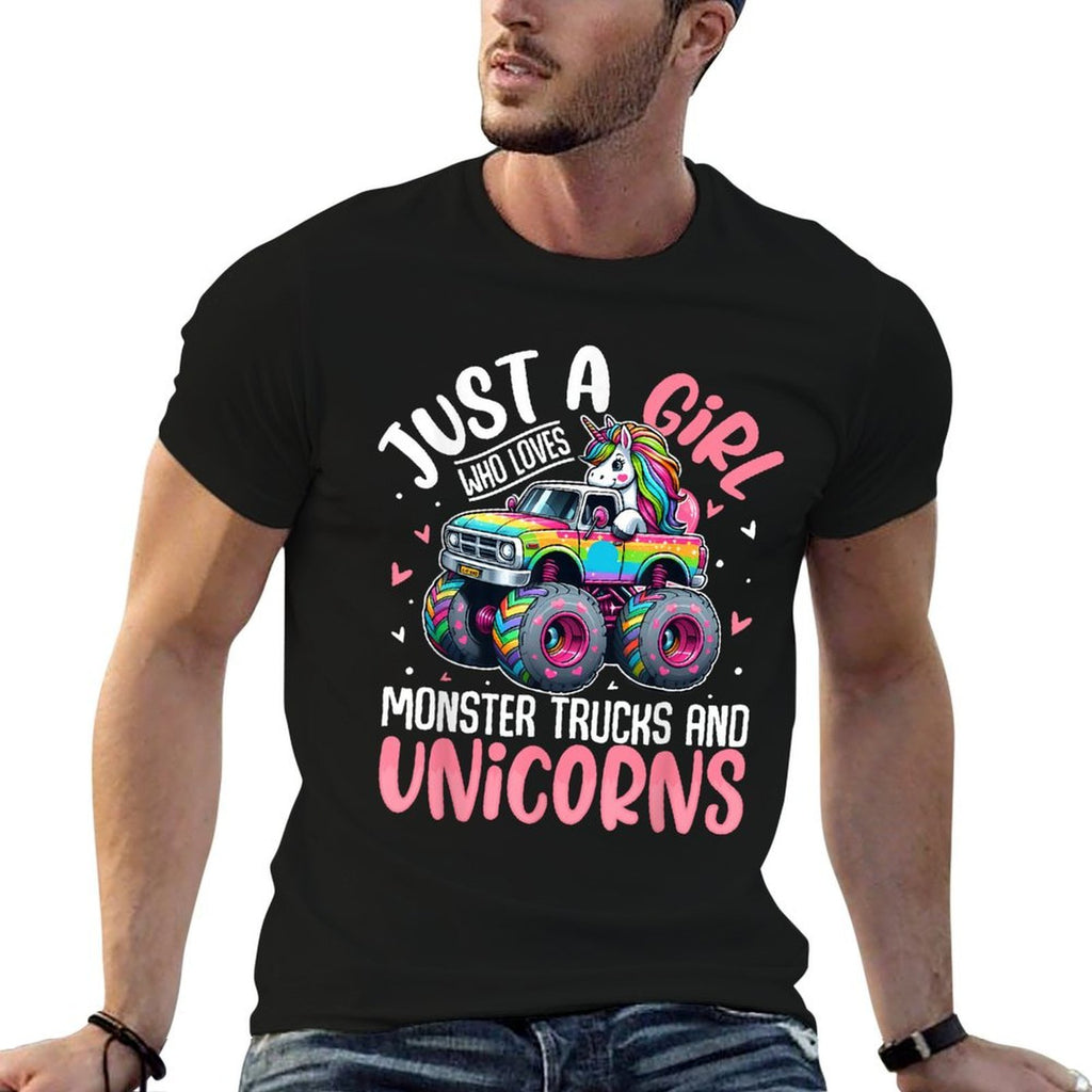 Just A Girl Who Loves Monster Trucks And Unicorns Toddler  Slim-fit Cut T-Shirt